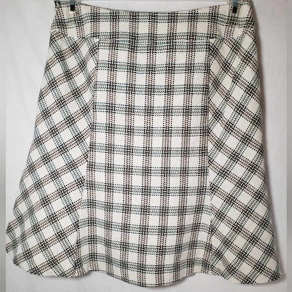Ann Taylor LOFT Ivory Green Multicolored Tweed Y2K Knee Length Skirt Sz 6 - Picture 5 of 11